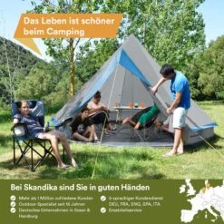 Skandika Tipii II Tent – Tipi-tenten – Teepee – 8 Persoons Campingtent – Muggengaas – 250 Cm Stahoogte – Uitneembare Tentvloer – 3000 Mm Waterkolom – Indische Tent, Partytent, Festivaltent – Outdoor, Camping, Tuin – Kamperen – Grijs/turquoise -Outdoor Kampeeruitrusting Winkel 1200x1200 1474