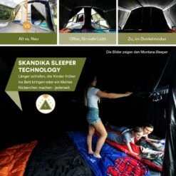 Skandika Nimbus Sleeper 12 Tent – Koepeltenten – 12 Persoons Familietent - Campingtent – Muggengaas – Sleeper Technology (3 Extra Donkere Slaapcabines) – 760 X 630 X 215 Cm (LxBxH) – 5000 Mm Waterkolom – Camping, Tuin – Kamperen – Blauw/wit -Outdoor Kampeeruitrusting Winkel 1200x1200 1485