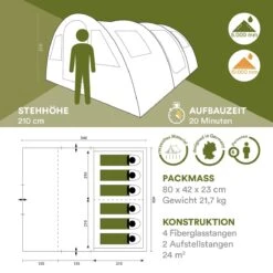Skandika Gotland Tunneltent Voor 6 Personen, Grote Familietent In Racing-design, Ingenaaide Tentbodem, Waterdicht, 5000 Mm Waterkolom, Slaapcabine Met Scheidingswand, Muggennet (let Op, Komt Met Kleurfouten) -Outdoor Kampeeruitrusting Winkel 1200x1200 1527