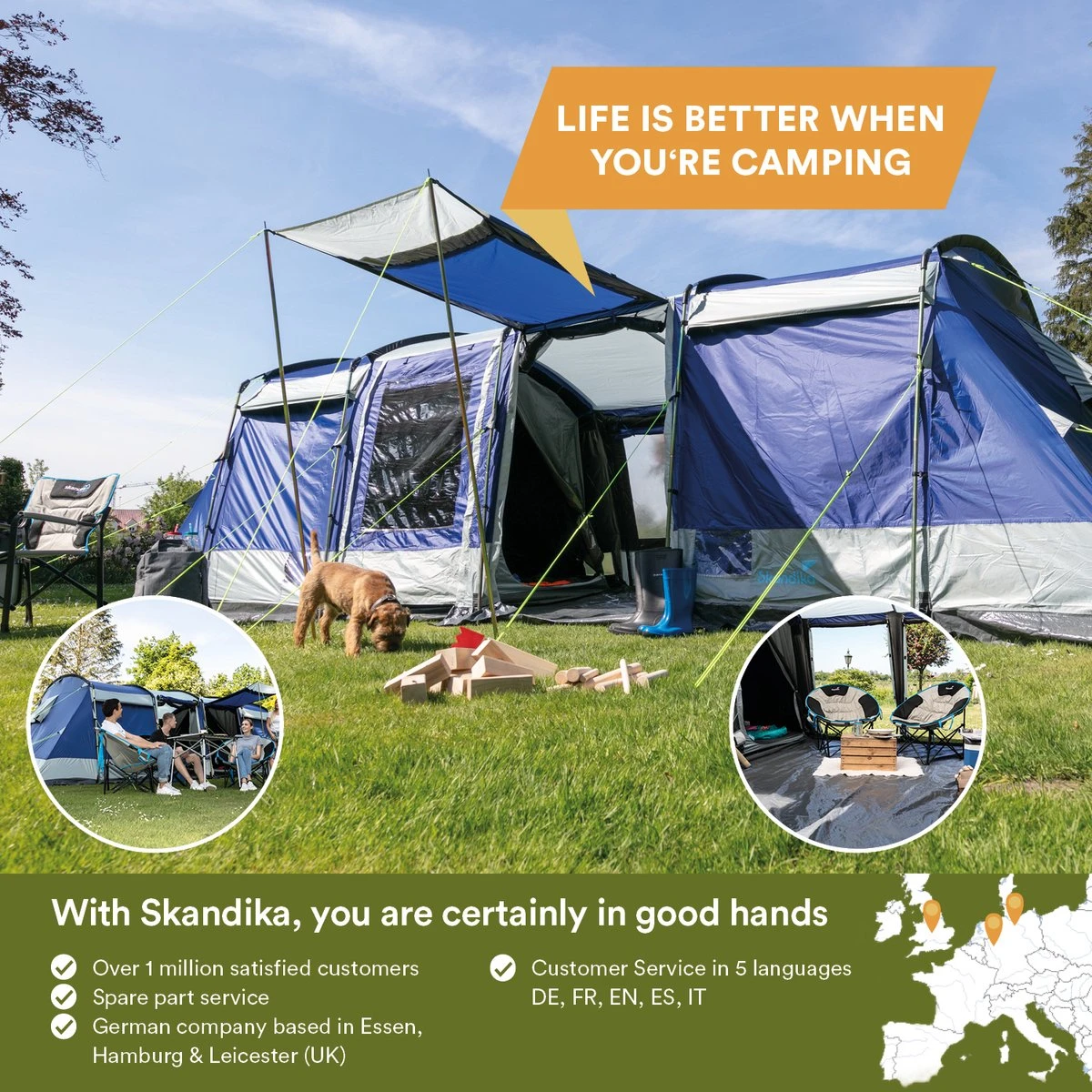 Skandika Montana 8 Sleeper Tent – Tunneltent – 8 persoons familietent - Campingtent – Sleeper technology (2 tot 4 extra donkere slaapcabines) – Ingenaaide tentvloer - Muggengaas – 700 x 310 x 200 cm (LxBxH) – 5000mm waterkolom – Kamperen – blauw/wit Skandika Montana 8 Sleeper Tent – Tunneltent – 8 Persoons Familietent - Campingtent – Sleeper Technology (2 Tot 4 Extra Donkere Slaapcabines) – Ingenaaide Tentvloer - Muggengaas – 700 X 310 X 200 Cm (LxBxH) – 5000mm Waterkolom – Kamperen – Blauw/wit -Outdoor Kampeeruitrusting Winkel 1200x1200 1573