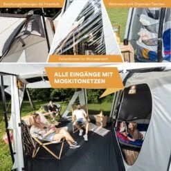 Skandika Pitea XL UP Tent – Koepeltenten - Autotent – 4 Persoons Campingtent Voor SUV, Caddy, Auto, CUV – Vrijstaand – Met/zonder Slaapcabine – Max. Stahoogte 200 Cm – Waterdicht Met 3000mm Waterkolom - 515 X 300 X 200 Cm (LxBxH) – Kamperen - Grijs -Outdoor Kampeeruitrusting Winkel 1200x1200 1599