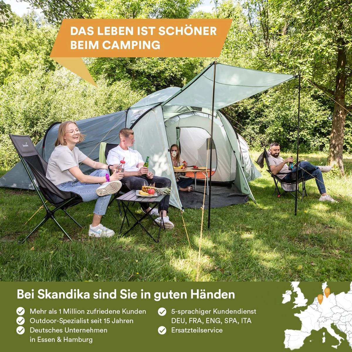 Skandika Bern 4 koepeltent - Koepeltent - Tenten - 4 persoons kampeertent met panoramisch dakraam, 2 slaapcabines, grondzeil, 210 cm stahoogte, waterdicht, 4000 mm waterkolom - Grote outdoor familie tent, kampeertent - grijs Skandika Bern 4 Koepeltent - Koepeltent - Tenten - 4 Persoons Kampeertent Met Panoramisch Dakraam, 2 Slaapcabines, Grondzeil, 210 Cm Stahoogte, Waterdicht, 4000 Mm Waterkolom - Grote Outdoor Familie Tent, Kampeertent - Grijs -Outdoor Kampeeruitrusting Winkel 1200x1200 1606