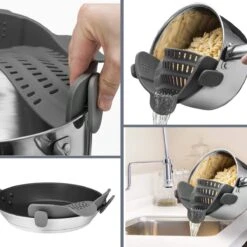 SensaHome- Siliconen Vergiet - Keuken Afgietdeksel - Afgiethulp - Siliconen - BPA Vrij - Grijs -Outdoor Kampeeruitrusting Winkel 1200x1200 1721