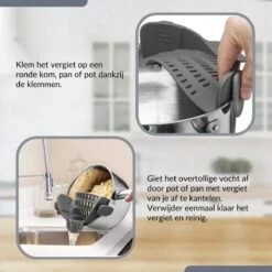 SensaHome- Siliconen Vergiet - Keuken Afgietdeksel - Afgiethulp - Siliconen - BPA Vrij - Grijs -Outdoor Kampeeruitrusting Winkel 1200x1200 1729