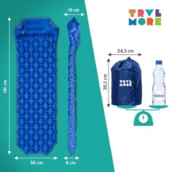 TRVLMORE Slaapmat - Zelfopblazend - 1 Persoons - Ingebouwde Pomp En Kussen - Blauw -Outdoor Kampeeruitrusting Winkel 1200x1200 1807