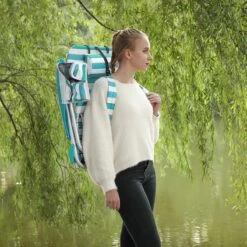 Strandstoel Met Afneembare Hoofdsteun, Draagbare Klapstoel, Campingstoel, Rugleuning Tot 180° Verstelbaar, Met Bekerhouder En Zijvak, Groene En Witte Strepen GCB62JW -Outdoor Kampeeruitrusting Winkel 1200x1200 215