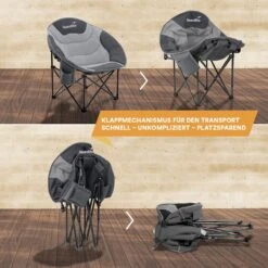 Skandika Moonchair Sirkka – Campingstoelen – Klapstoel – Vouwstoel – Kampeerstoel - Grote, Comfortabele, Campingstoel Opvouwbaar, Gepolsterd, Koelvak, Drinkhouder, Draaggreep En Draagtas, Antislipvoetjes - Max. 150 Kg – Zwart/grijs -Outdoor Kampeeruitrusting Winkel 1200x1200 221