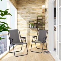 Relaxdays Campingstoel Inklapbaar Set Van 2 - Klapstoel 100 Kg - Visstoel Met Armleuningen - Grijs -Outdoor Kampeeruitrusting Winkel 1200x1200