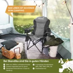Skandika Relax Comfort Campingstoel - Campingstoel Opvouwbaar - Comfortabele Klapstoel Met Drinkhouder En Koelvak, Tot Max. 160 Kg, Opvouwbaar, Lichtgewicht | Vouwstoel Voor Kamperen, Camping, Festival, Vissen – Grijs -Outdoor Kampeeruitrusting Winkel 1200x1200 271