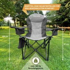 Skandika Relax Comfort Campingstoel - Campingstoel Opvouwbaar - Comfortabele Klapstoel Met Drinkhouder En Koelvak, Tot Max. 160 Kg, Opvouwbaar, Lichtgewicht | Vouwstoel Voor Kamperen, Camping, Festival, Vissen – Grijs -Outdoor Kampeeruitrusting Winkel 1200x1200 273