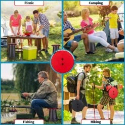 Kampeerkruk - Uitschuifbare Kruk - Rood/Zwart- Tot 120 Kg - Travel Stool - Opvouwbare Campingkruk - Inklapbaar Krukje - Telescopische Kruk - Camping - Outdoor -Outdoor Kampeeruitrusting Winkel 1200x1200 348