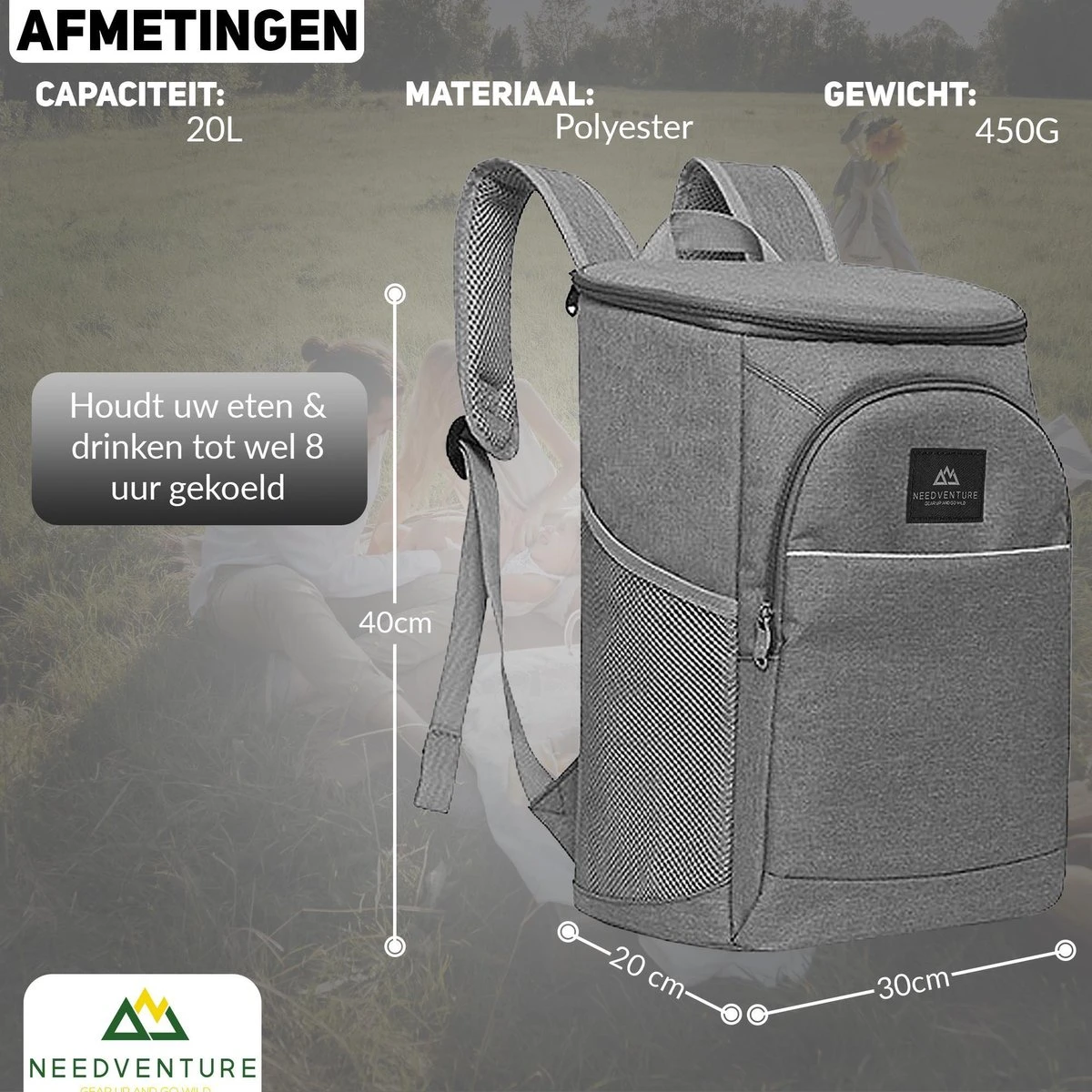 Needventure Koeltas - Lunchtas - Koelrugtas - Picknicktas - 20 Liter - Flessenhouder - Bieropener - Grijs Needventure Koeltas - Lunchtas - Koelrugtas - Picknicktas - 20 Liter - Flessenhouder - Bieropener - Grijs -Outdoor Kampeeruitrusting Winkel 1200x1200 447