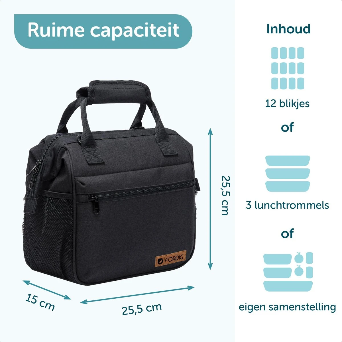 ForDig Lunchtas Zwart - Koeltas Gemaakt van 600D Polyester met PEVA-Voering - Ruimte voor Lunchtrommel / Snacks / Blikjes - Koel Tas met Mesh Opbergruimtes en Ruimte voor Bestek - Lunch Tas Cool Bag - Coolerbag - Kleine Cooler ForDig Lunchtas Zwart - Koeltas Gemaakt Van 600D Polyester Met PEVA-Voering - Ruimte Voor Lunchtrommel / Snacks / Blikjes - Koel Tas Met Mesh Opbergruimtes En Ruimte Voor Bestek - Lunch Tas Cool Bag - Coolerbag - Kleine Cooler -Outdoor Kampeeruitrusting Winkel 1200x1200 601