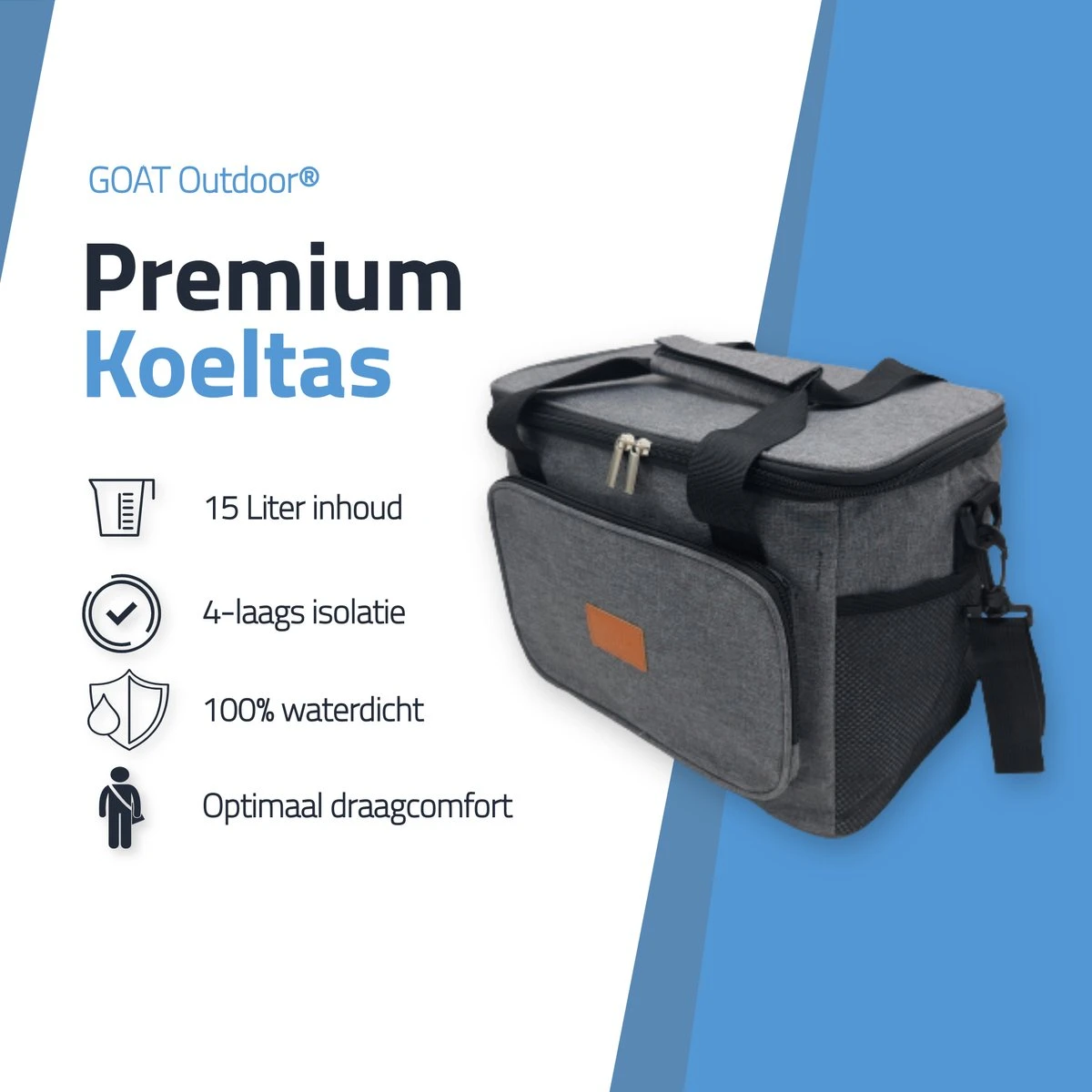 GOAT Outdoor 4 laags geïsoleerde Koeltas - Lunchtas 15 liter - Grijs - Excl. Koelelementen GOAT Outdoor 4 Laags Geïsoleerde Koeltas - Lunchtas 15 Liter - Grijs - Excl. Koelelementen -Outdoor Kampeeruitrusting Winkel 1200x1200 611