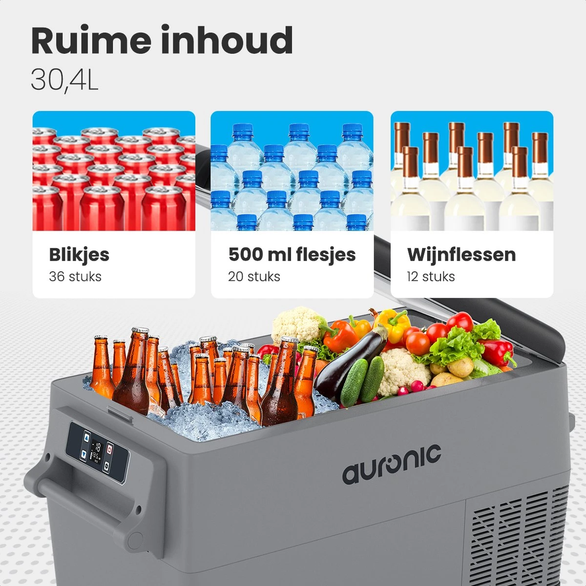 Auronic Elektrische Koelbox - 30.4L - Compressor - 12V en 240V - Grijs Auronic Elektrische Koelbox - 30.4L - Compressor - 12V En 240V - Grijs -Outdoor Kampeeruitrusting Winkel 1200x1200 647