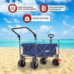 AREBOS Handkar | Transportwagen | Apparatuurwagen | Opvouwbaar | Duwstang| Blauw -Outdoor Kampeeruitrusting Winkel 1200x1200 775