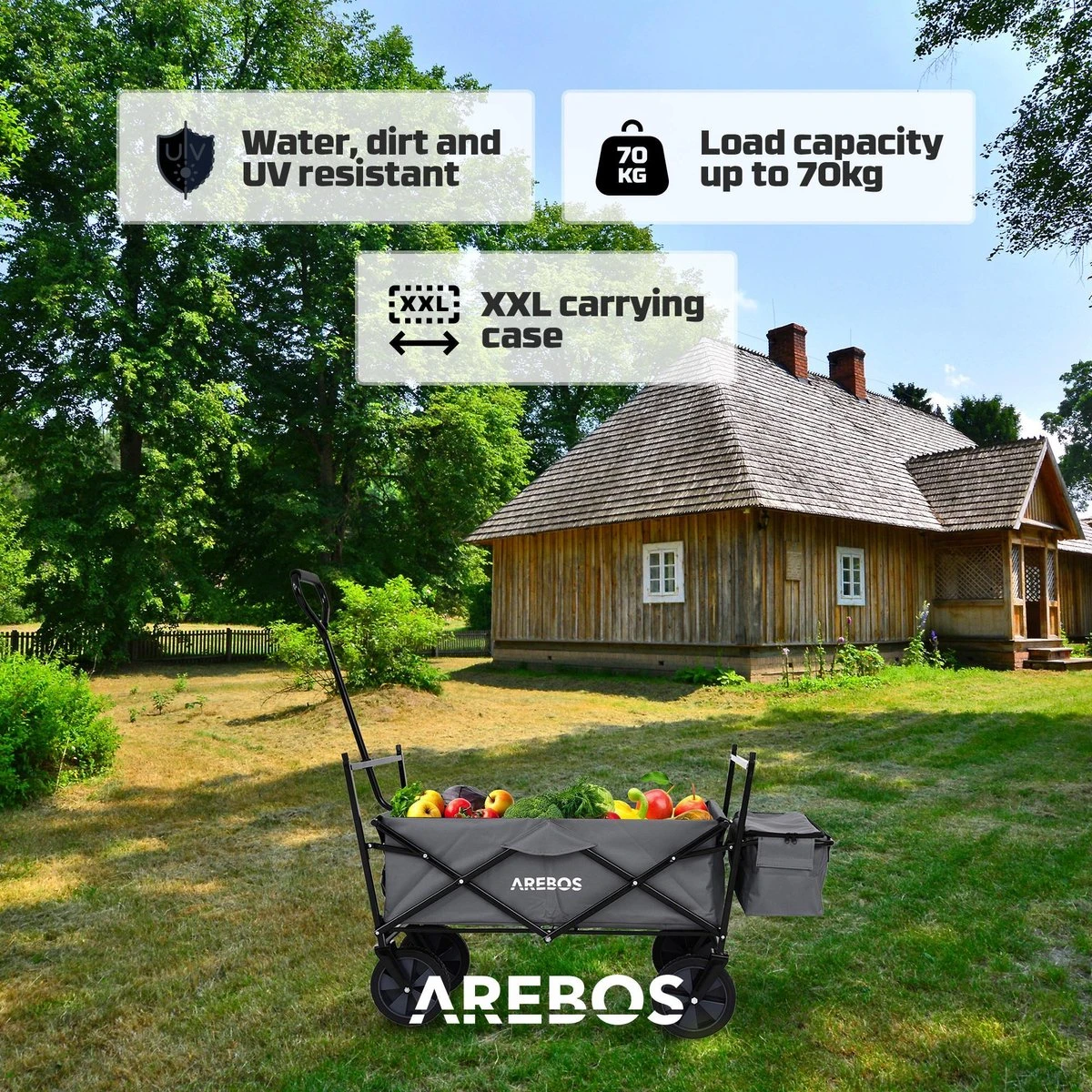 AREBOS Handwagen Vouwbare dak Handwagen Vouwbare Trolley Uitrustingswagen Grijs AREBOS Handwagen Vouwbare Dak Handwagen Vouwbare Trolley Uitrustingswagen Grijs -Outdoor Kampeeruitrusting Winkel 1200x1200 804