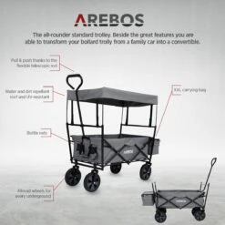 AREBOS Handwagen Vouwbare Dak Handwagen Vouwbare Trolley Uitrustingswagen Grijs 6 AREBOS Handwagen Vouwbare Dak Handwagen Vouwbare Trolley Uitrustingswagen Grijs -Outdoor Kampeeruitrusting Winkel 1200x1200 805