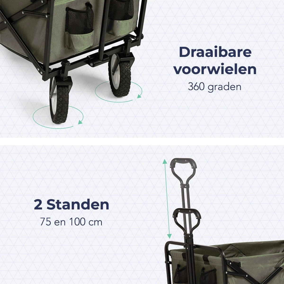 LifeGoods Bolderkar - Opvouwbaar - Draaibare wielen - 2 Standen - 70KG Draagkracht - Groen LifeGoods Bolderkar - Opvouwbaar - Draaibare Wielen - 2 Standen - 70KG Draagkracht - Groen -Outdoor Kampeeruitrusting Winkel 1200x1200 821