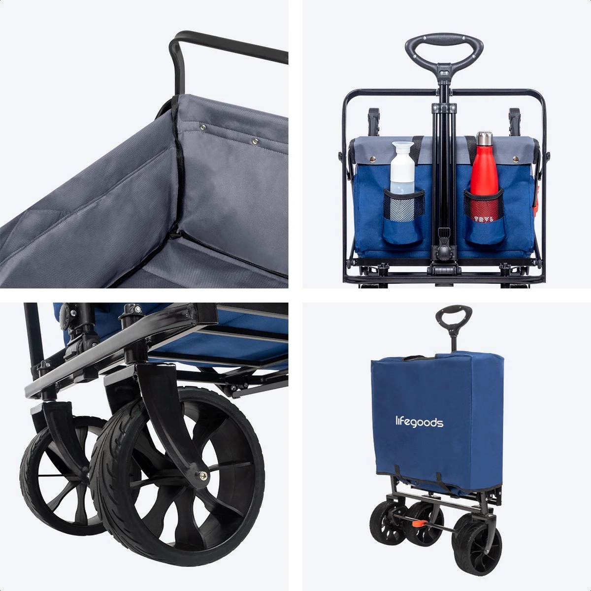 LifeGoods Bolderkar - Opvouwbaar - tot 120KG - 103L - Extra Draagtas en Duwstang - Wasbaar Polyester - 98x45cm - Blauw/Grijs LifeGoods Bolderkar - Opvouwbaar - Tot 120KG - 103L - Extra Draagtas En Duwstang - Wasbaar Polyester - 98x45cm - Blauw/Grijs -Outdoor Kampeeruitrusting Winkel 1200x1200 834