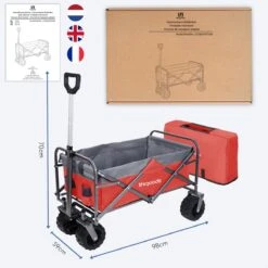 LifeGoods Bolderkar - Opvouwbaar - Tot 80KG - 94L - Wasbaar Polyester - 98x45cm - Rood/Grijs -Outdoor Kampeeruitrusting Winkel 1200x1200 851