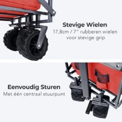 LifeGoods Bolderkar - Opvouwbaar - Tot 80KG - 94L - Wasbaar Polyester - 98x45cm - Rood/Grijs -Outdoor Kampeeruitrusting Winkel 1200x1200 854