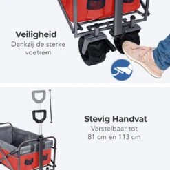 LifeGoods Bolderkar - Opvouwbaar - Tot 80KG - 94L - Wasbaar Polyester - 98x45cm - Rood/Grijs -Outdoor Kampeeruitrusting Winkel 1200x1200 856