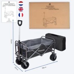 LifeGoods Bolderkar - Opvouwbaar - Tot 80KG - 94L - Wasbaar Polyester - 98x45cm - Zwart/Grijs -Outdoor Kampeeruitrusting Winkel 1200x1200 871