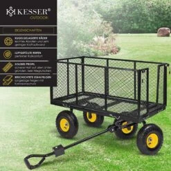 Exxen KESSER® Bolderkar, 550 Kg Belastbaar, Tuinwagen, Transportwagen, Tuinwagen, Uitneembaar Zeil, Gereedschapswagen, Handwagen, Veelzijdig Inzetbaar, Zwart -Outdoor Kampeeruitrusting Winkel 1200x1200 882