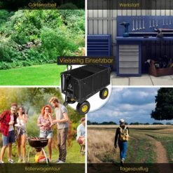 Exxen KESSER® Bolderkar, 550 Kg Belastbaar, Tuinwagen, Transportwagen, Tuinwagen, Uitneembaar Zeil, Gereedschapswagen, Handwagen, Veelzijdig Inzetbaar, Zwart -Outdoor Kampeeruitrusting Winkel 1200x1200 883