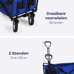 LifeGoods Bolderkar - Opvouwbaar - Draaibare Wielen - 2 Standen - 70KG Draagkracht - Blauw 3 LifeGoods Bolderkar - Opvouwbaar - Draaibare Wielen - 2 Standen - 70KG Draagkracht - Blauw -Outdoor Kampeeruitrusting Winkel 1200x1200 887