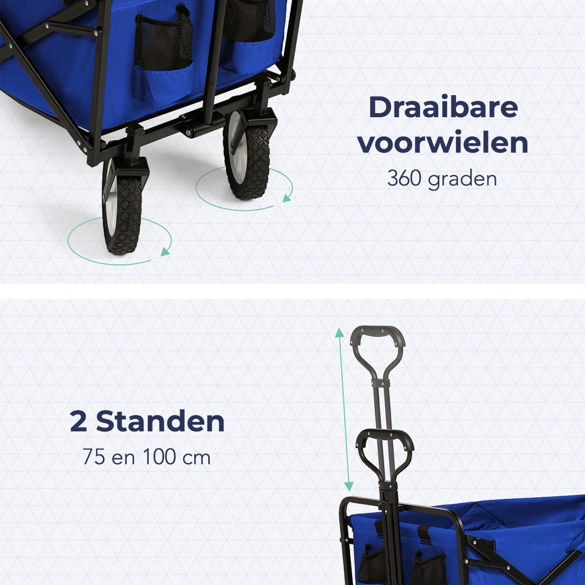 LifeGoods Bolderkar - Opvouwbaar - Draaibare wielen - 2 Standen - 70KG Draagkracht - Blauw LifeGoods Bolderkar - Opvouwbaar - Draaibare Wielen - 2 Standen - 70KG Draagkracht - Blauw -Outdoor Kampeeruitrusting Winkel 1200x1200 887