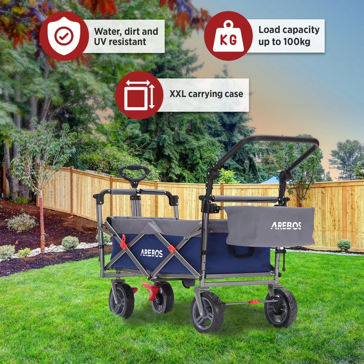 AREBOS Premium Steekwagen met dak Opvouwbare Tuinkar Handkar Bolderkar blauw / grijs AREBOS Premium Steekwagen Met Dak Opvouwbare Tuinkar Handkar Bolderkar Blauw / Grijs -Outdoor Kampeeruitrusting Winkel 1200x1200 953