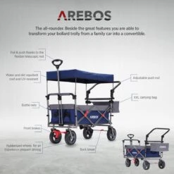 AREBOS Premium Steekwagen Met Dak Opvouwbare Tuinkar Handkar Bolderkar Blauw / Grijs 9 AREBOS Premium Steekwagen Met Dak Opvouwbare Tuinkar Handkar Bolderkar Blauw / Grijs -Outdoor Kampeeruitrusting Winkel 1200x1200 958