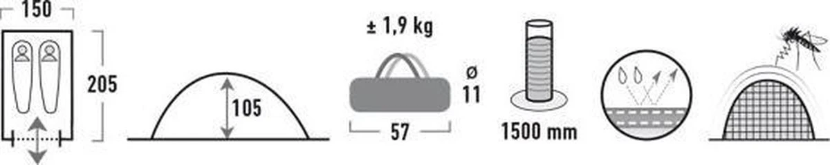 High Peak Monodome Pu Koepeltent - Blauw - 2 Persoons High Peak Monodome Pu Koepeltent - Blauw - 2 Persoons -Outdoor Kampeeruitrusting Winkel
