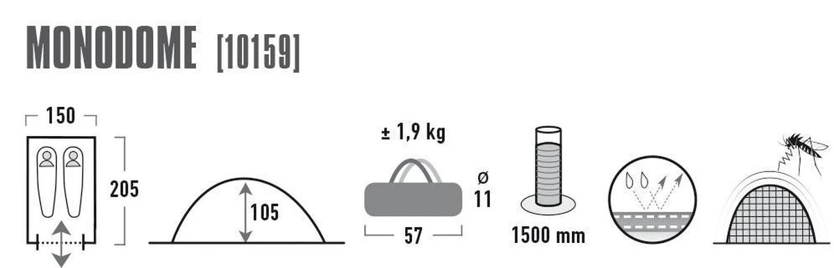High Peak Monodome Pu Koepeltent - Blauw - 2 Persoons High Peak Monodome Pu Koepeltent - Blauw - 2 Persoons -Outdoor Kampeeruitrusting Winkel