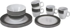 Bo-Camp - Servies - Classic - 16-Delig - Wit/Grijs