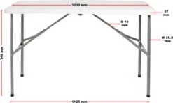 Toboli Klaptafel 120x60x74cm Campingtafel Wit; Bijzettafel, Inklapbare Tafel - Multistrobe -Outdoor Kampeeruitrusting Winkel 1200x721