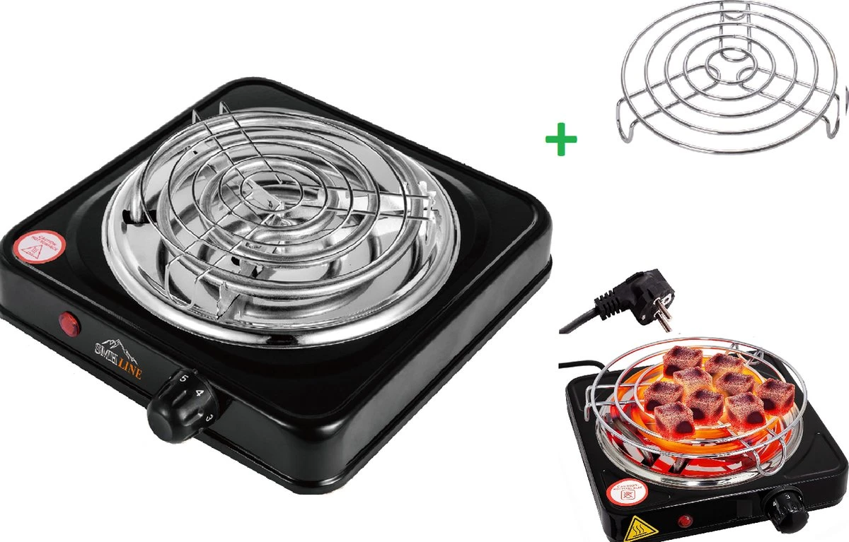 SMH LINE® Elektrische Kolenbrander - 1 Pit - 1000W - Incl. Rooster SMH LINE® Elektrische Kolenbrander - 1 Pit - 1000W - Incl. Rooster -Outdoor Kampeeruitrusting Winkel