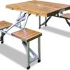 Merkloos Deuba Picknicktafel Campingtafel - Opvouwbaar Voor 4 Personen - Hout En Aluminium