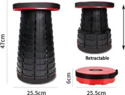 Kampeerkruk - Uitschuifbare Kruk - Rood/Zwart- Tot 120 Kg - Travel Stool - Opvouwbare Campingkruk - Inklapbaar Krukje - Telescopische Kruk - Camping - Outdoor -Outdoor Kampeeruitrusting Winkel 1200x910