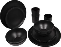 Bo-Camp Industrial - Servies - Orville - Campingbord - 16-delig - Mat Zwart -Outdoor Kampeeruitrusting Winkel 1200x938 3