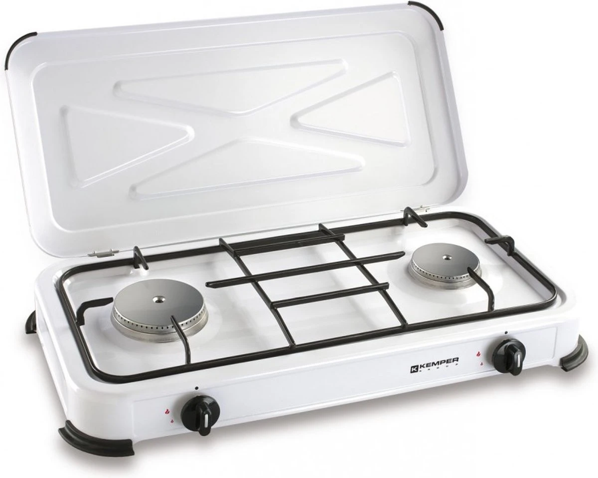 Kemper gas kooktoestel - Campingkooktoestel - INCLUSIEF Installatiesetje - met 2 RVS branders - 2600W Kemper Gas Kooktoestel - Campingkooktoestel - INCLUSIEF Installatiesetje - Met 2 RVS Branders - 2600W -Outdoor Kampeeruitrusting Winkel