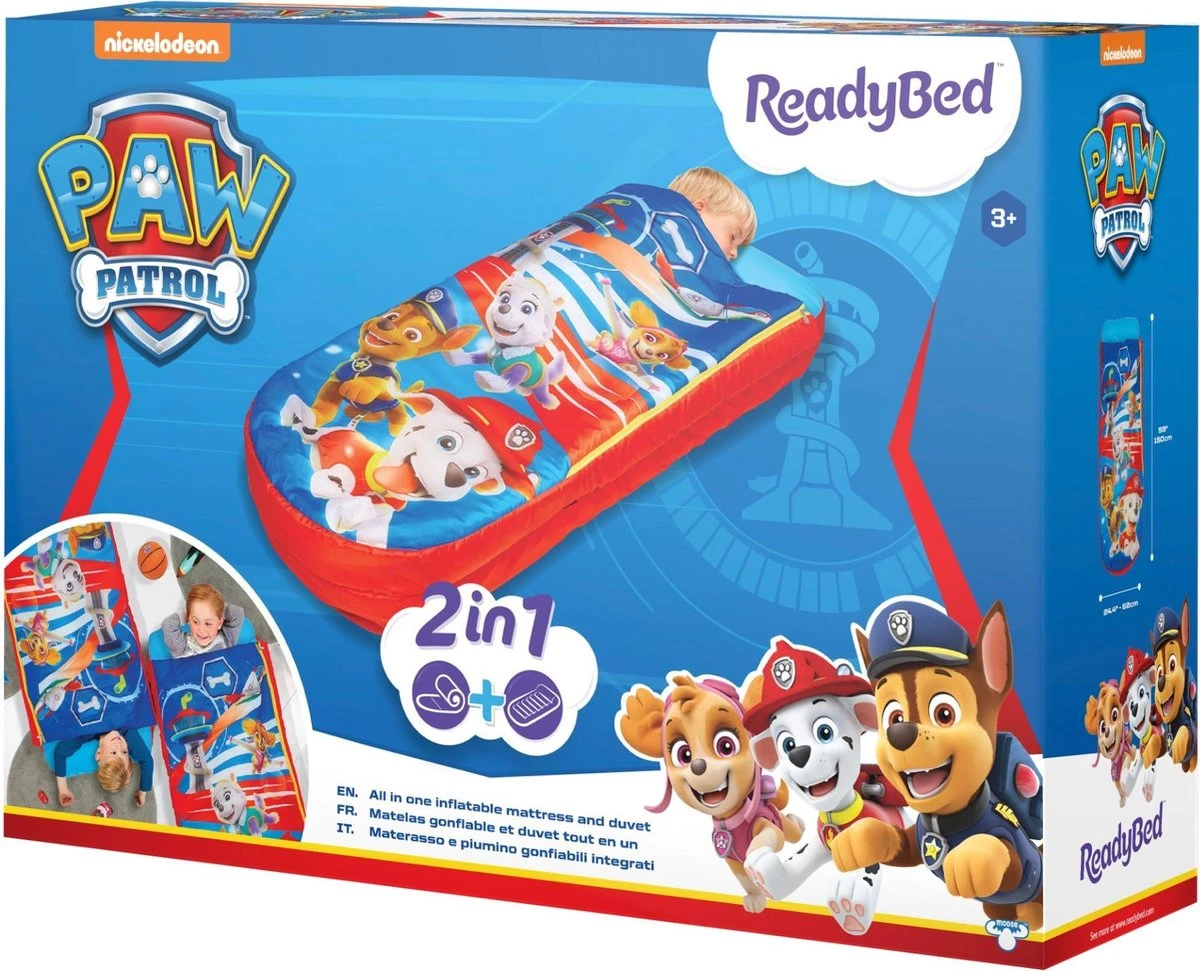 Paw Patrol Junior ReadyBed-2 in 1 Kids Sleeping Inflatable air Bed in a Bag with a Pump, Polyester, Single Paw Patrol Junior ReadyBed-2 In 1 Kids Sleeping Inflatable Air Bed In A Bag With A Pump, Polyester, Single -Outdoor Kampeeruitrusting Winkel