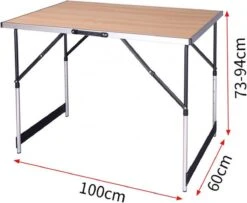 Kamyra® Campingtafel Inklapbaar - Kampeertafel, Partytafel - Opvouwbaar, Lichtgewicht & In Hoogte Verstelbaar - Aluminium/Hout -Outdoor Kampeeruitrusting Winkel 1200x984