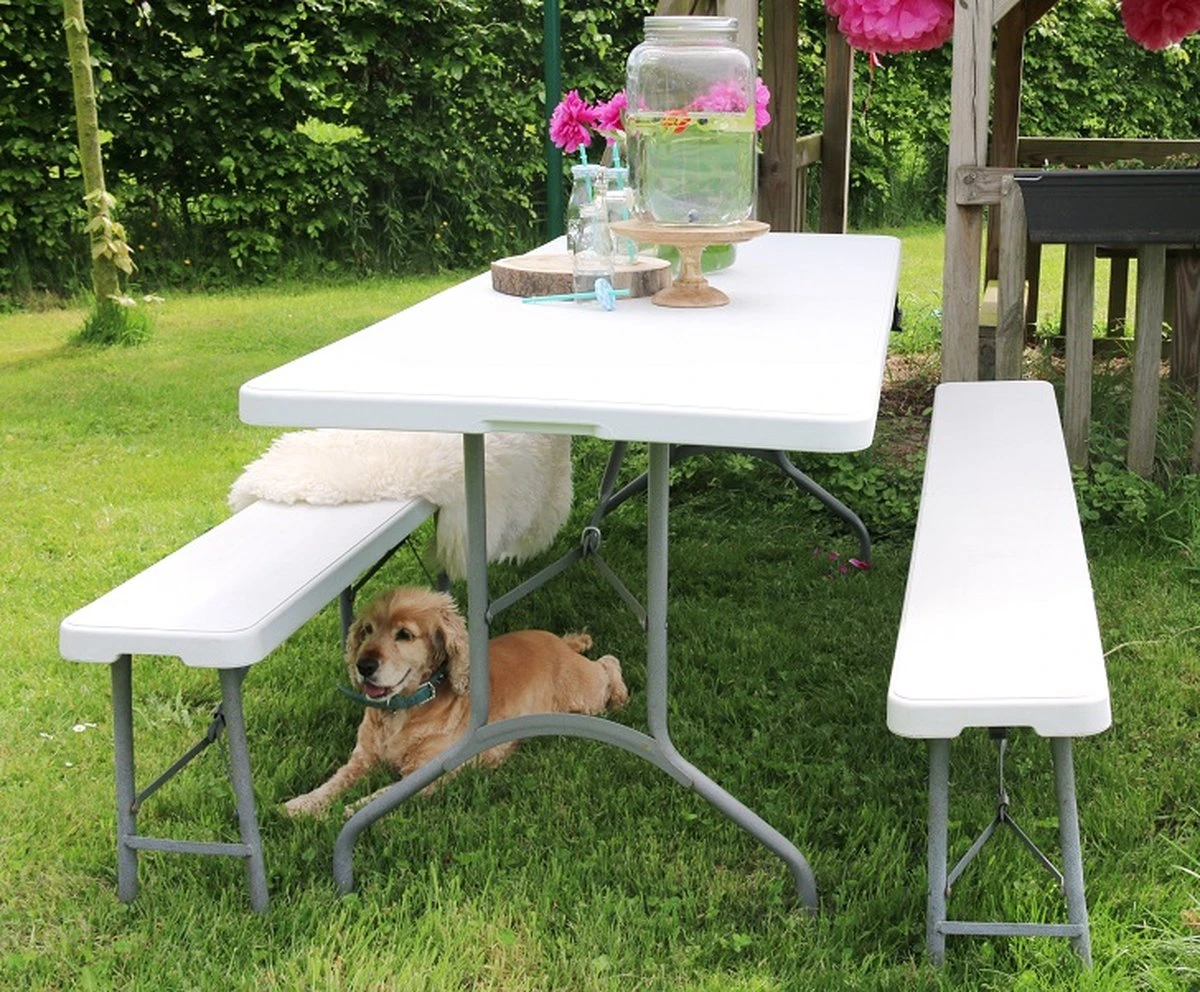 ERRO Campingtafel - Vouwtafel - 180x74x72 cm - Wit - Voor 8 personen ERRO Campingtafel - Vouwtafel - 180x74x72 Cm - Wit - Voor 8 Personen -Outdoor Kampeeruitrusting Winkel