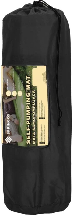 Springos Slaapmat | Zelfopblazend | 180 Cm | Inclusief Hoes | Zwart -Outdoor Kampeeruitrusting Winkel 402x1200