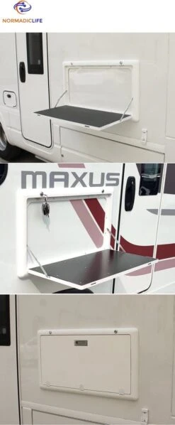 Merkloos NormadicLife® - Outdoor – Opklapbare Tafel - Eettafel – Tafel Voor Buitenkeuken - Caravan – Camper – Picknicktafel - Ingebouwd Ledlicht – Wit -Outdoor Kampeeruitrusting Winkel 496x1200 1