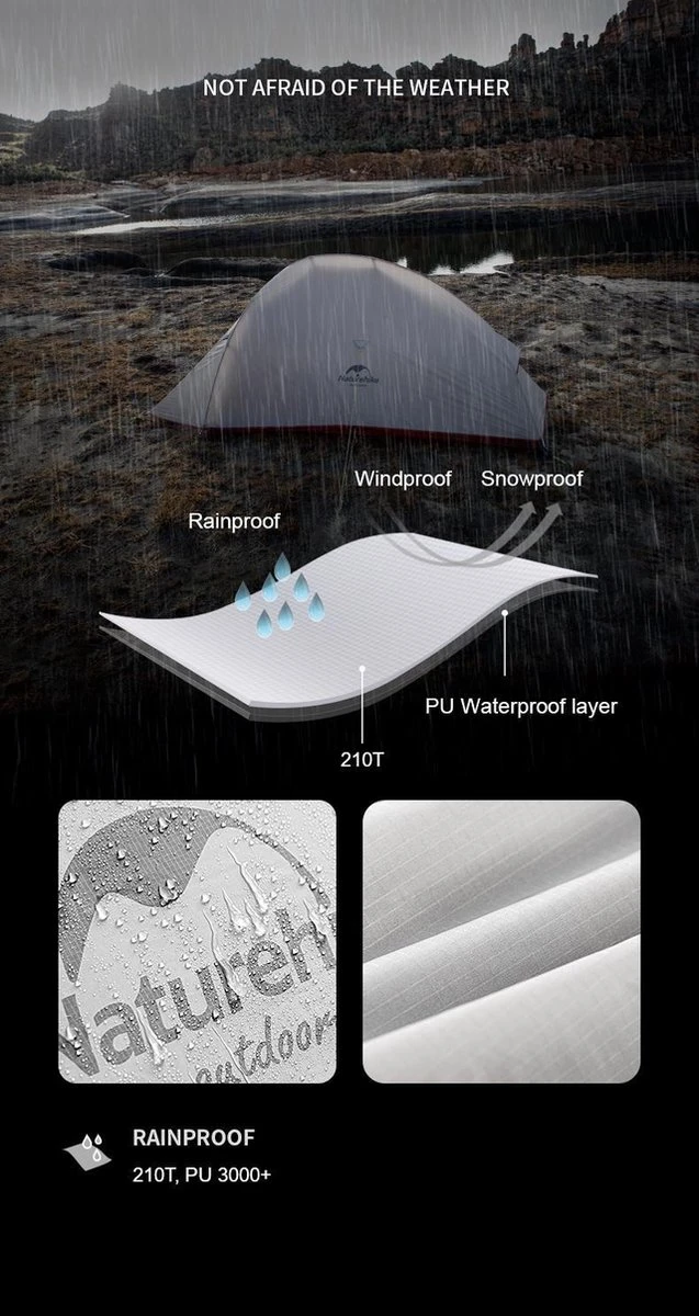 Cloud Up 1 Upgraded - Naturehike® - 1 persoons tent - Lichtgewicht tent - Incl. grondzeil - 210T 3000mm - Outdoor - Waterdicht - Hiking & Wandelen Cloud Up 1 Upgraded - Naturehike® - 1 Persoons Tent - Lichtgewicht Tent - Incl. Grondzeil - 210T 3000mm - Outdoor - Waterdicht - Hiking & Wandelen -Outdoor Kampeeruitrusting Winkel 637x1200 1