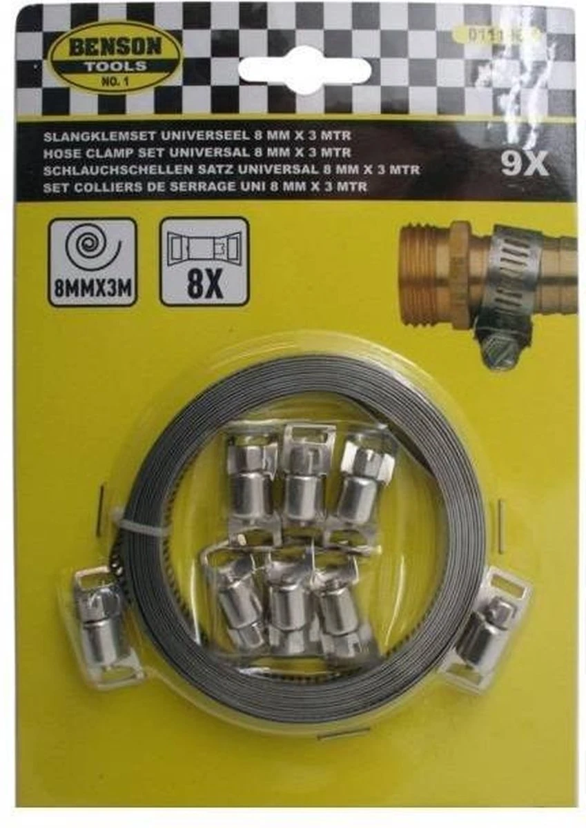 Benson Slangklem - Universeel - 8 mm x 3 meter - 9 delig Benson Slangklem - Universeel - 8 Mm X 3 Meter - 9 Delig -Outdoor Kampeeruitrusting Winkel 849x1200 7